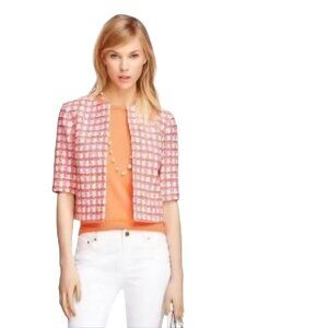 Brooks Brothers Cropped Cotton Tweed 3/4 Sleeve Lady Jacket ASO TV Size 6